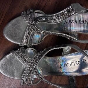 Delicacy Silver Strappy Women's Heels